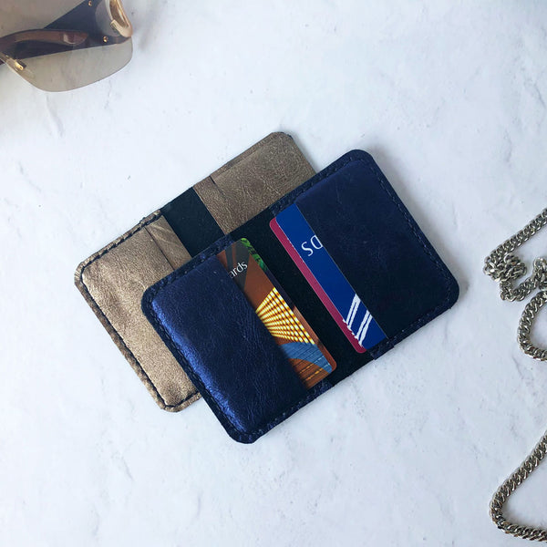 Leather credit card holder with card 4 slots