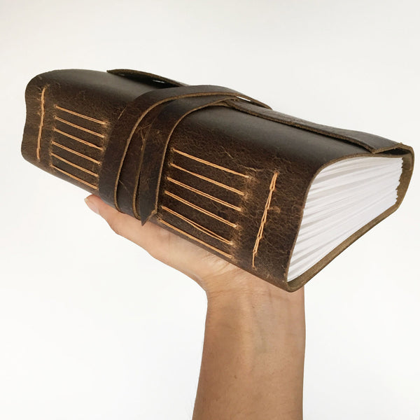 Rustic brown leather sketchbook 