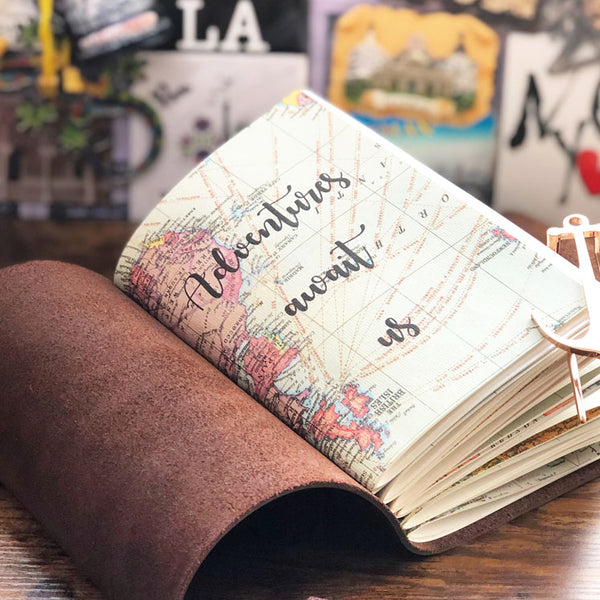 Not All Who Wander Are Lost Travel Journal, Custom Map Quotes