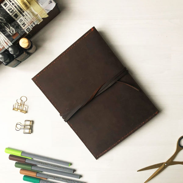 back of leather clutch style pen and planner pouch