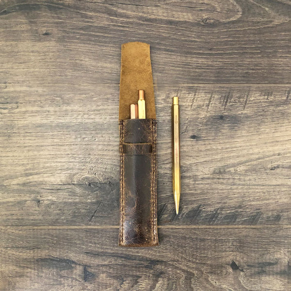 Leather pen holder