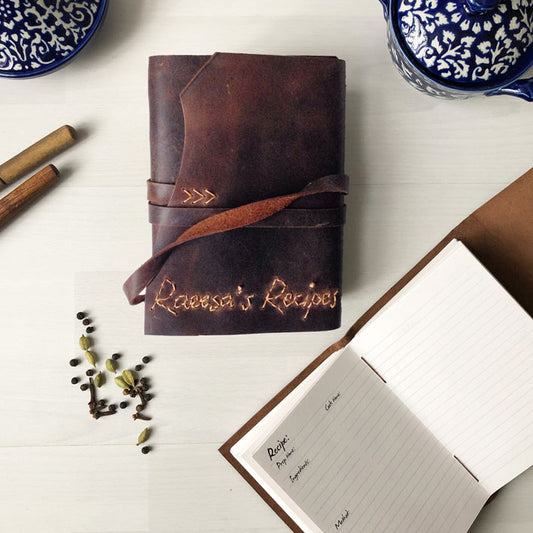 Personalised Recipe Book, Blank Cookbook With Handstitched Names
