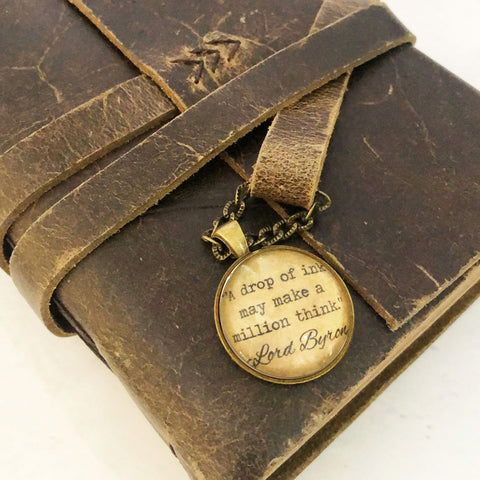 Leather Bound Journals With Custom Printed Globe Charm