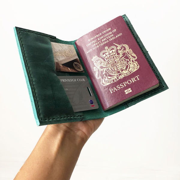 personalised leather passport holder