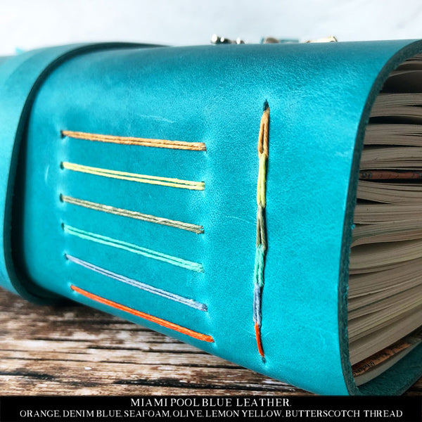 Leather Journal With Rainbow Binding