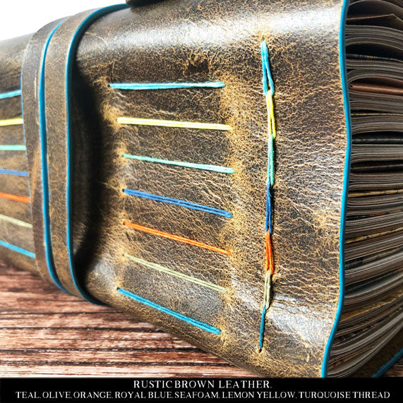 Leather Journal With Rainbow Binding