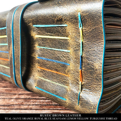 Leather Journal With Rainbow Binding