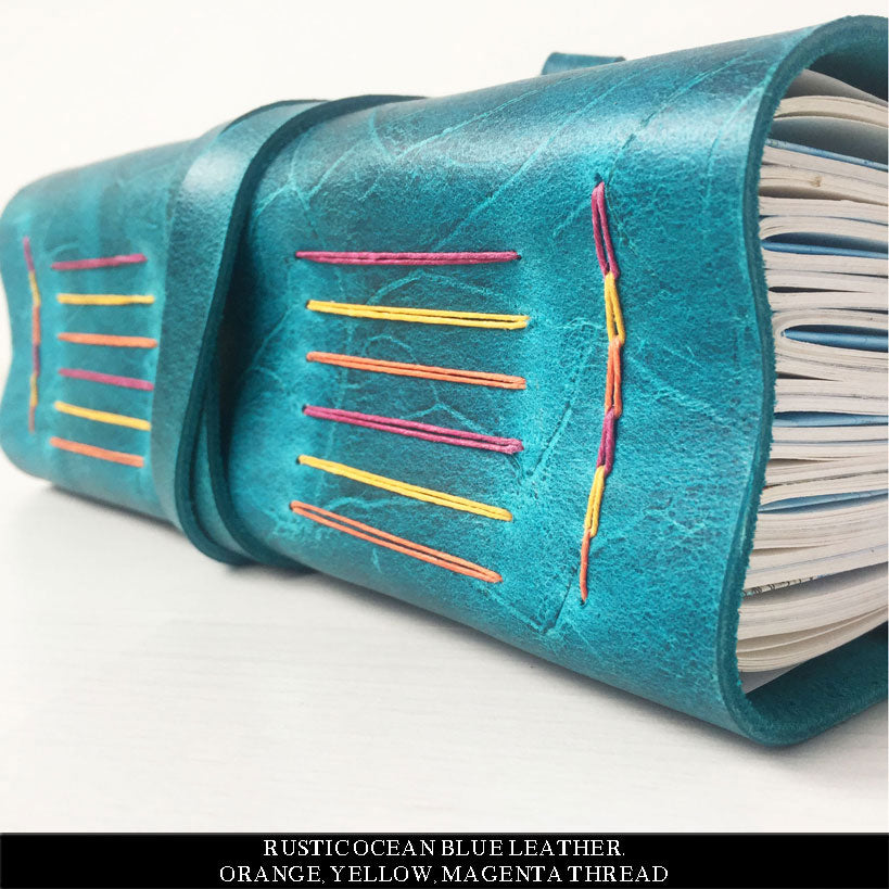 Leather Journal With Rainbow Binding