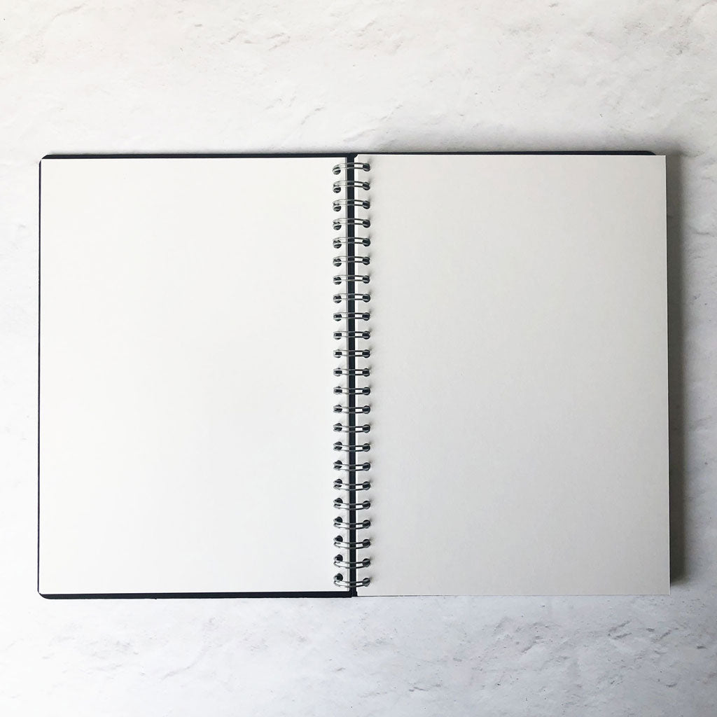 Wire bound or spiral bound sketchbook made from grey board isolated on  white background. Stock Photo by ©Tirachard 96213064