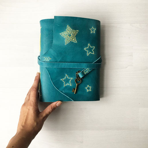Star Stitched Custom Leather Journal